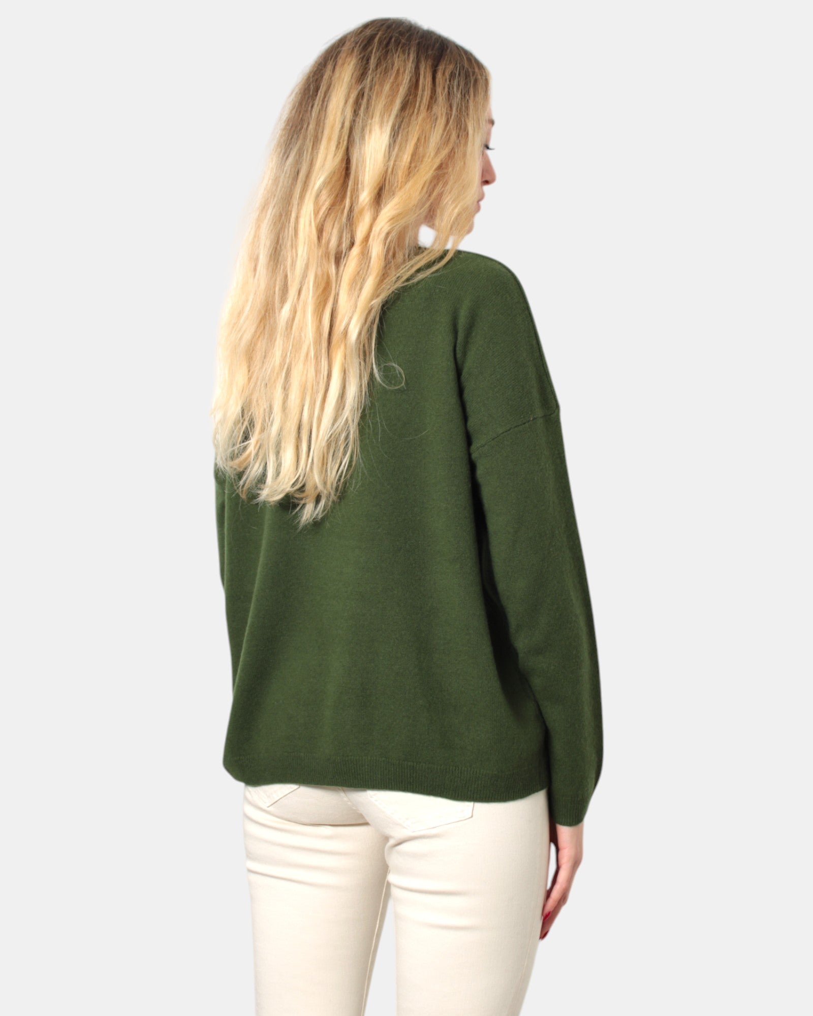 MAGLIE A V Verde Absolut Cashmere