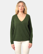 MAGLIE A V Verde Absolut Cashmere