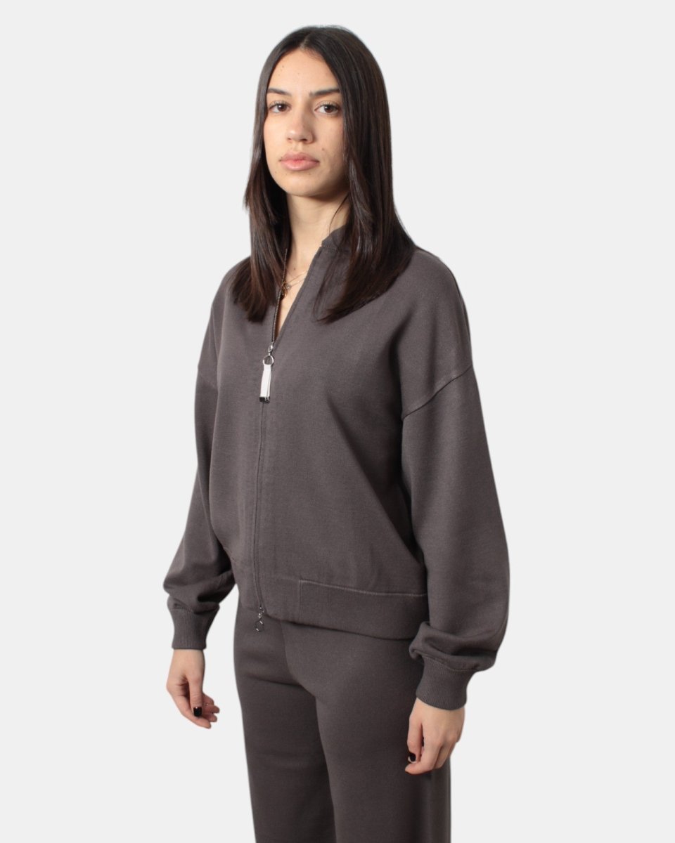 FELPA CON ZIP MAX MARA LEISURE MOD. FAITI - 002 FANGO - 10Decimi