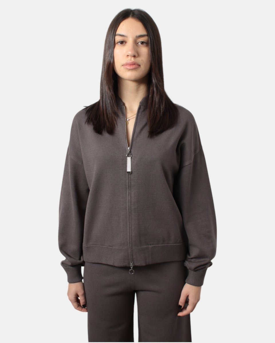 FELPA CON ZIP MAX MARA LEISURE MOD. FAITI - 002 FANGO - 10Decimi