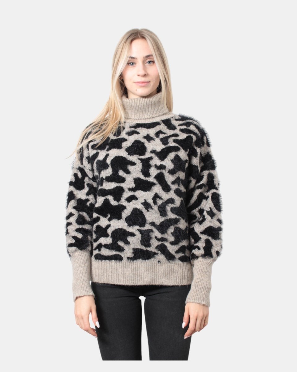 MAGLIA A GIROCOLLO ANIMALIER - 10Decimi