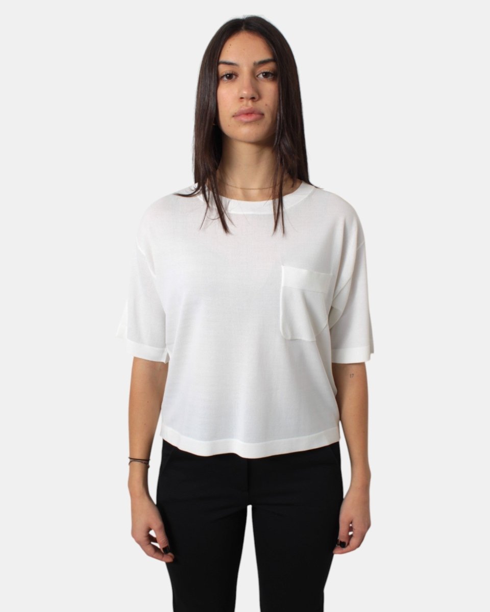 MAGLIA A GIROCOLLO MAX MARA LEISURE MOD. GIRELLO - 001 BIANCO - 10Decimi