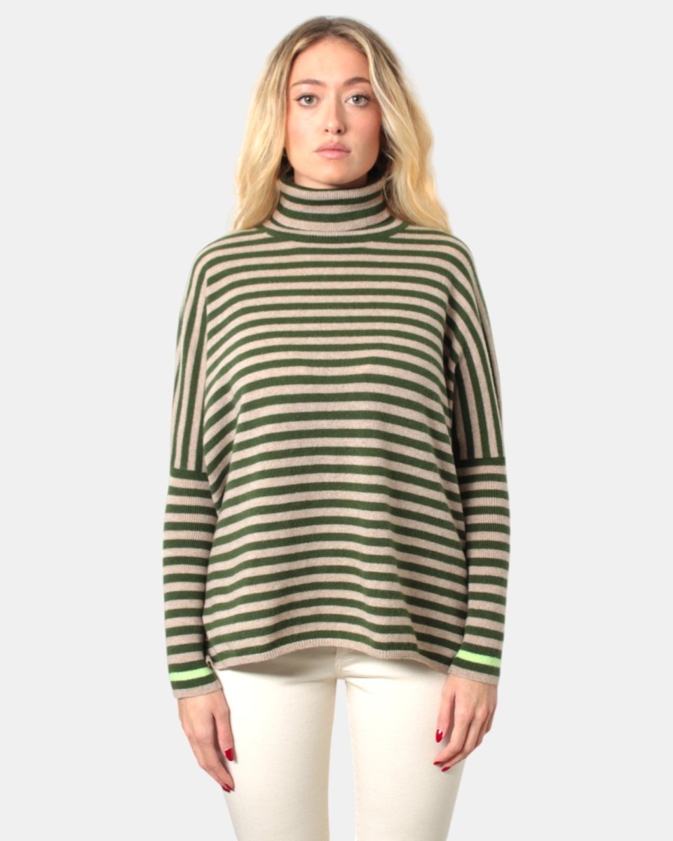 MAGLIA A GIROCOLLO STRIPES ARTICHOKE - 10Decimi