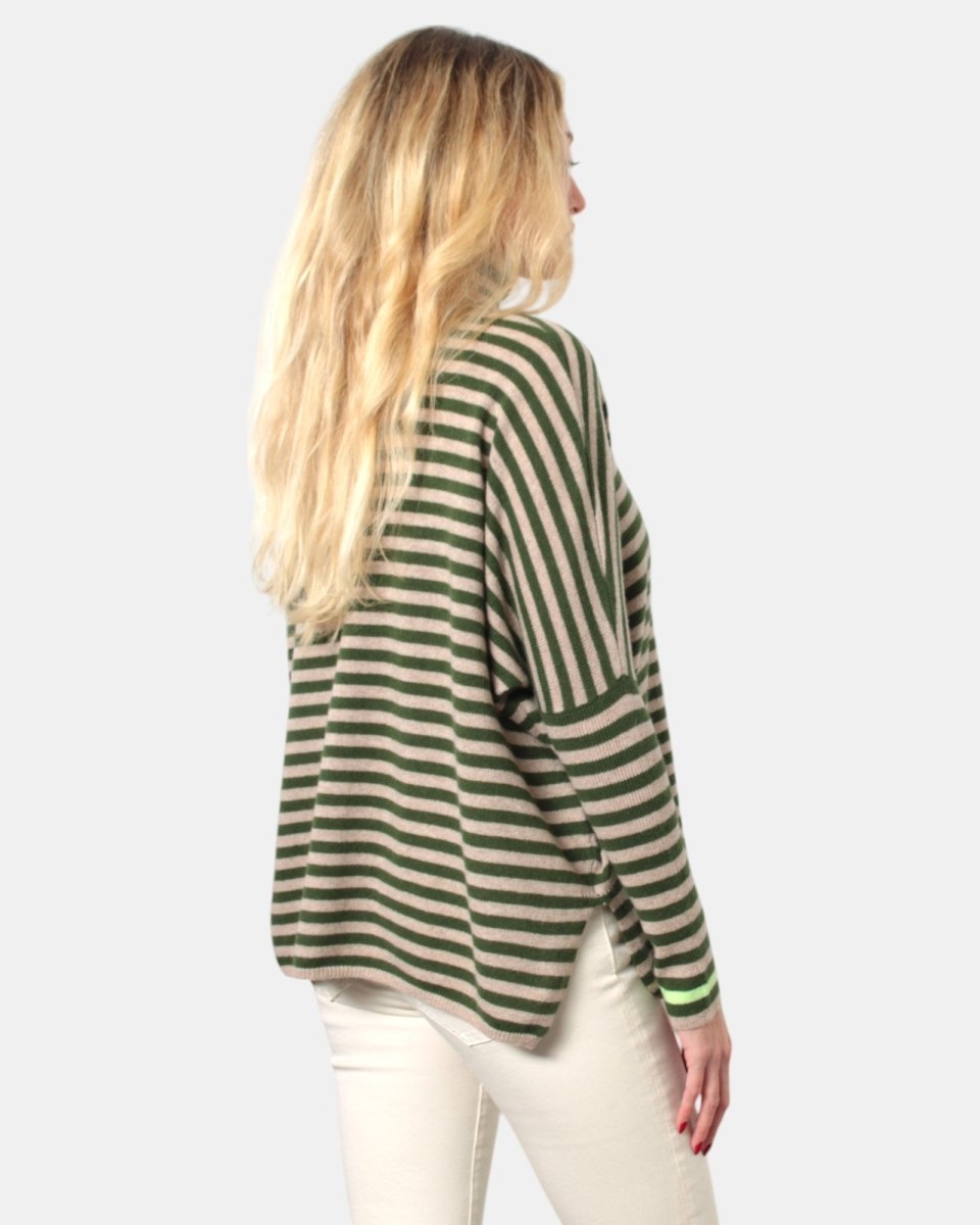 MAGLIA A GIROCOLLO STRIPES ARTICHOKE - 10Decimi