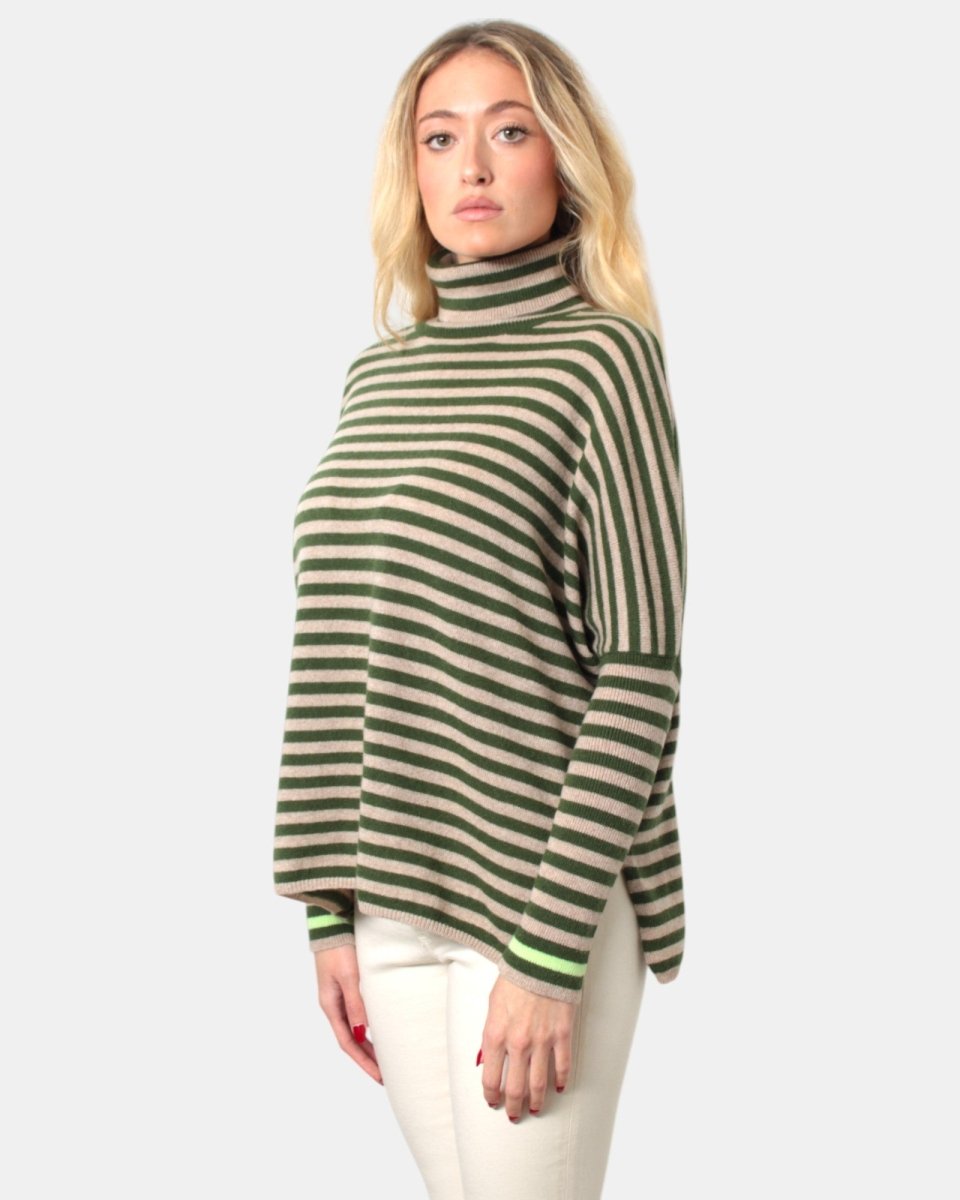 MAGLIA A GIROCOLLO STRIPES ARTICHOKE - 10Decimi