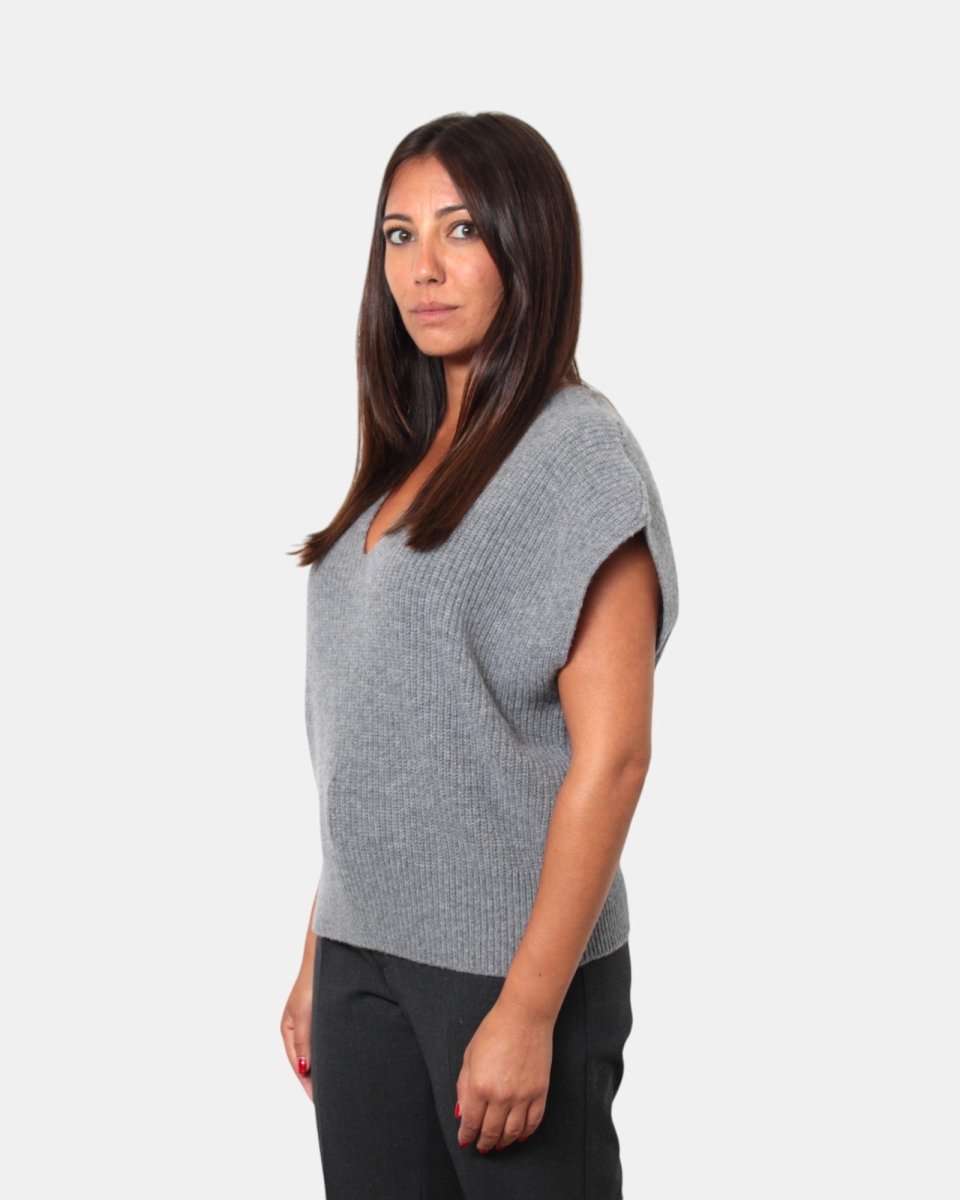 MAGLIA A V KANGRA - 00032 GRIGIO - 10Decimi