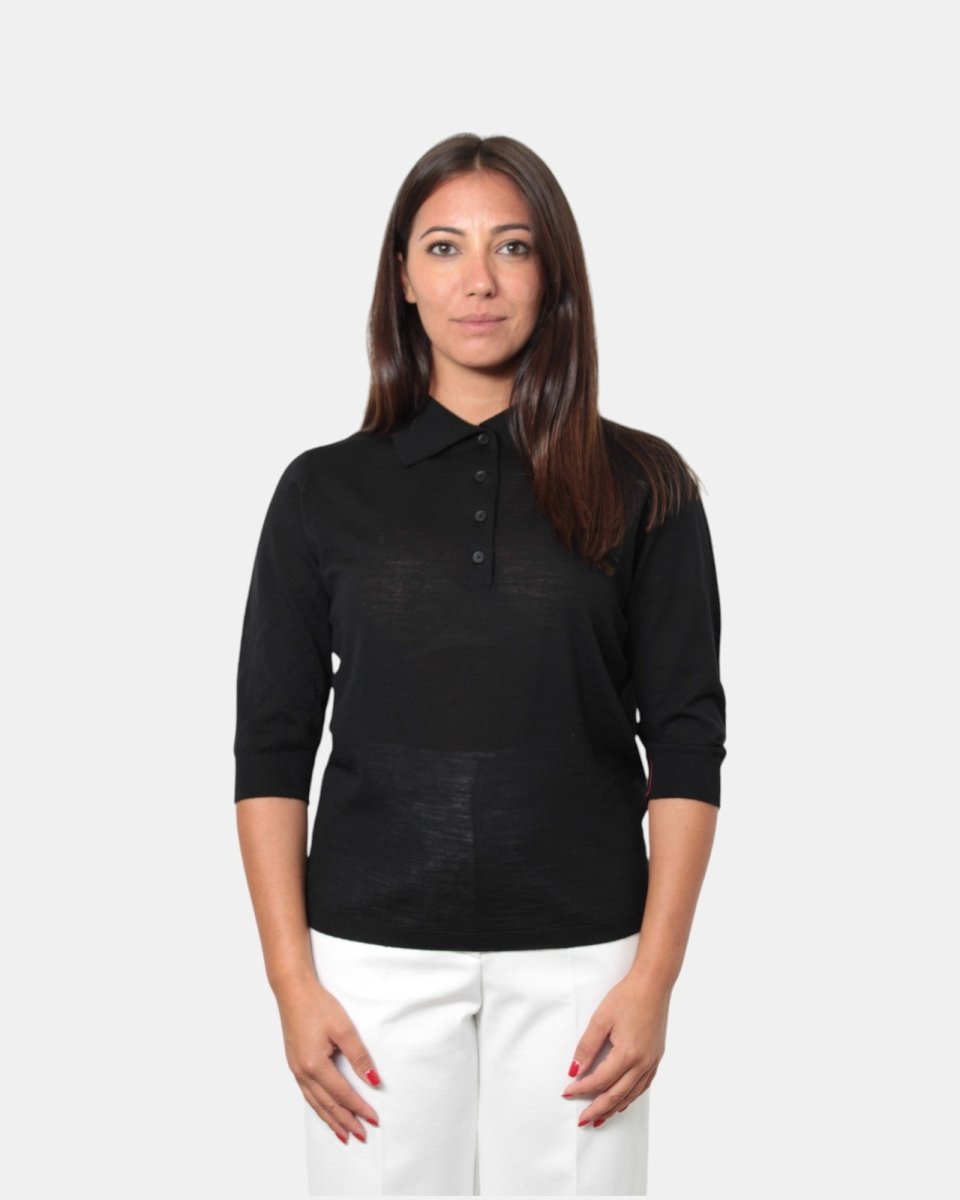 MAGLIA BASICA A POLO LIVIANA CONTI - NERO - 10Decimi